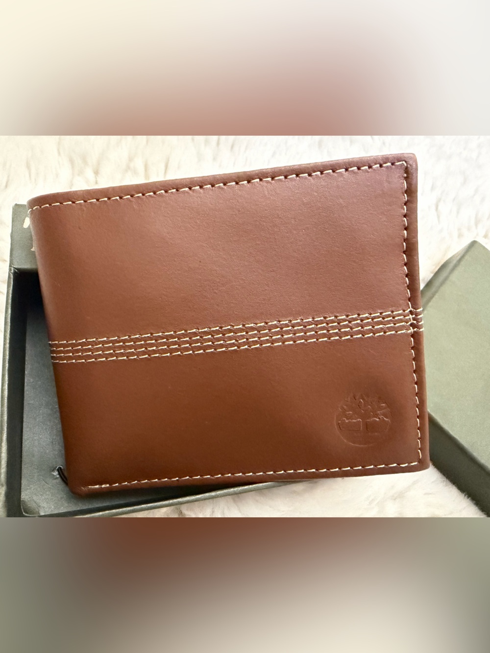 Timberland Brown Genuine Leather Bifold Wallet with Contrast Stitching | NWT